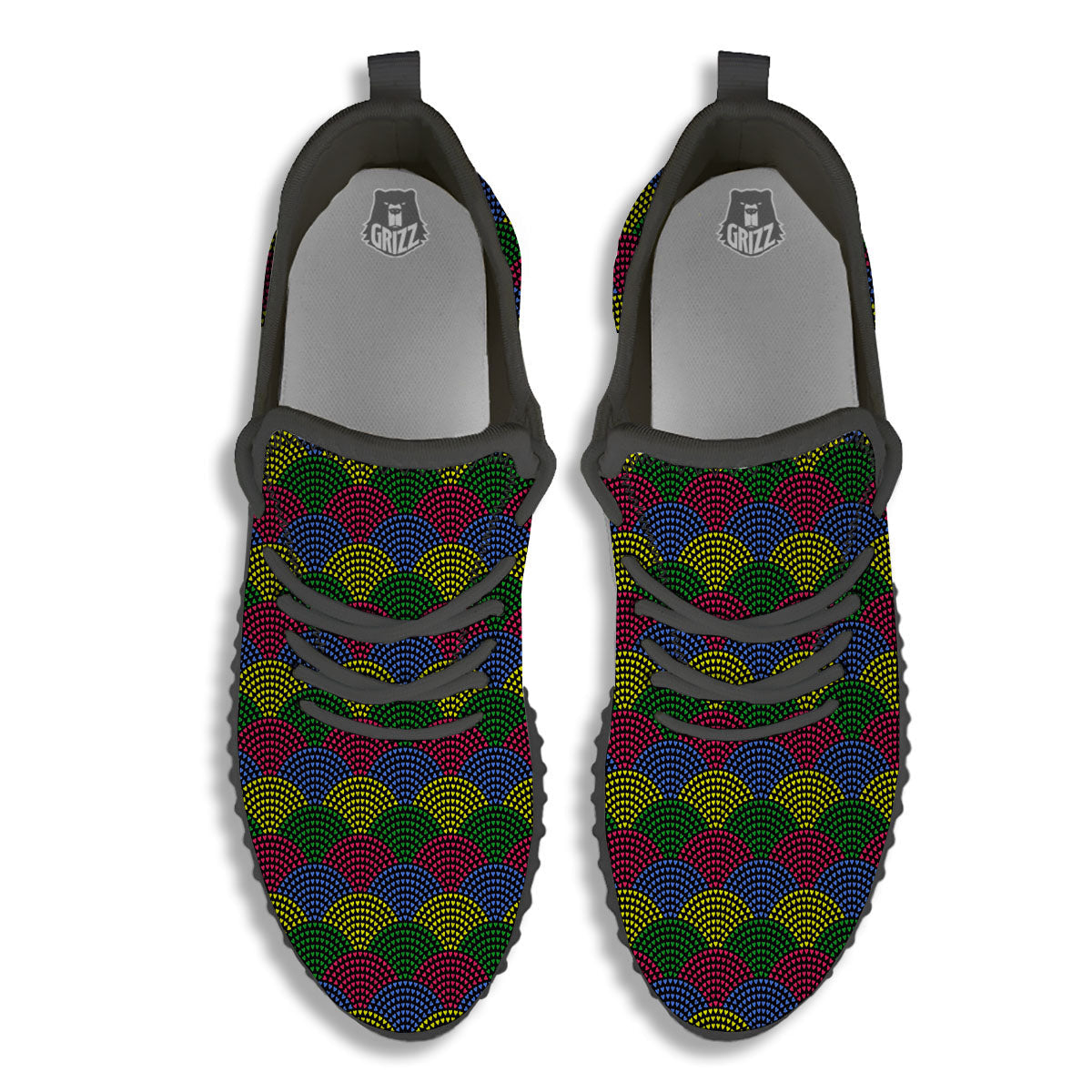 Heart Wave Colorful Print Pattern Black Walking Shoes-grizzshop