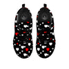 Heart White And Red Print Pattern Black Sneaker-grizzshop