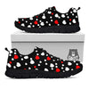 Heart White And Red Print Pattern Black Sneaker-grizzshop