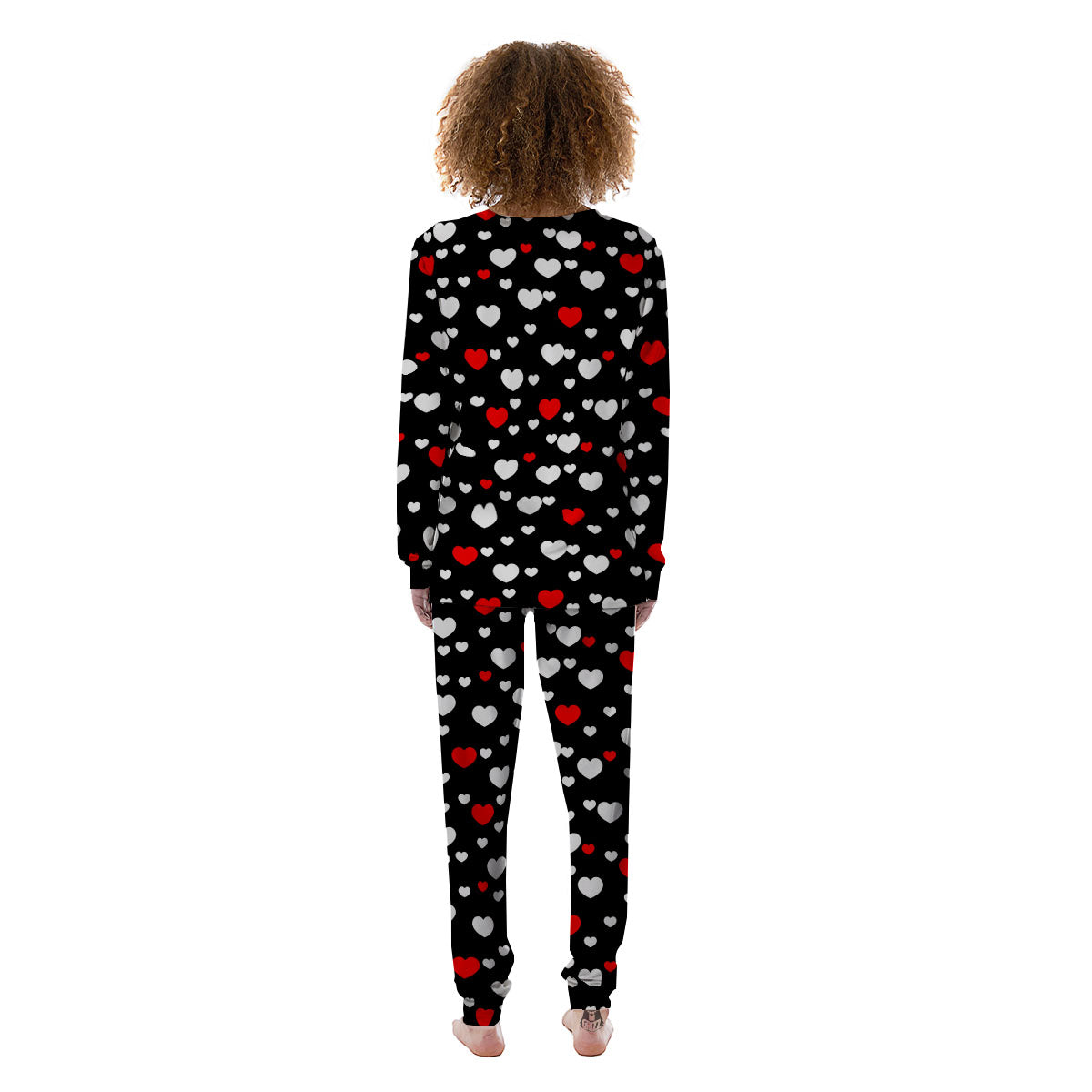 Heart White And Red Print Pattern Women's Pajamas-grizzshop