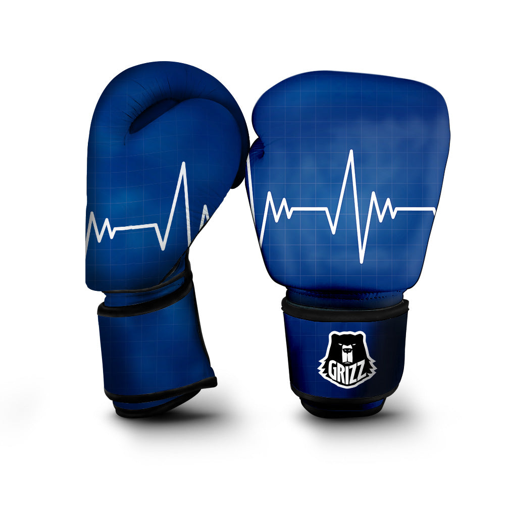Heartbeat Blue Print Boxing Gloves-grizzshop
