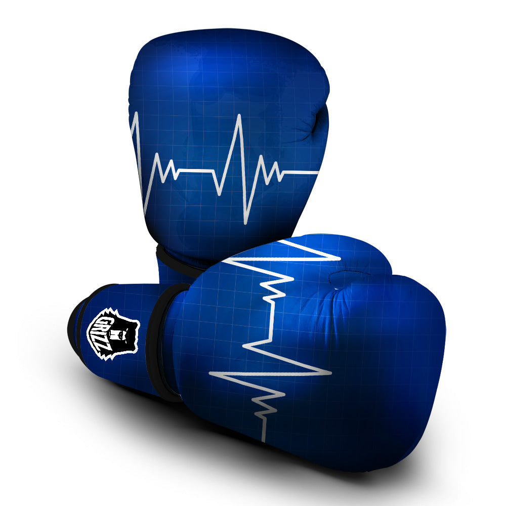 Heartbeat Blue Print Boxing Gloves-grizzshop