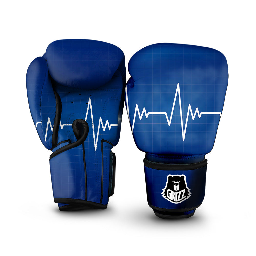Heartbeat Blue Print Boxing Gloves-grizzshop