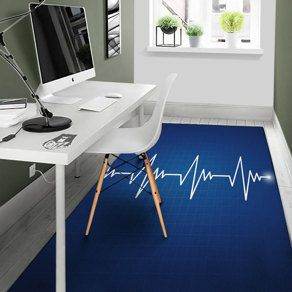 Heartbeat Blue Print Floor Mat-grizzshop