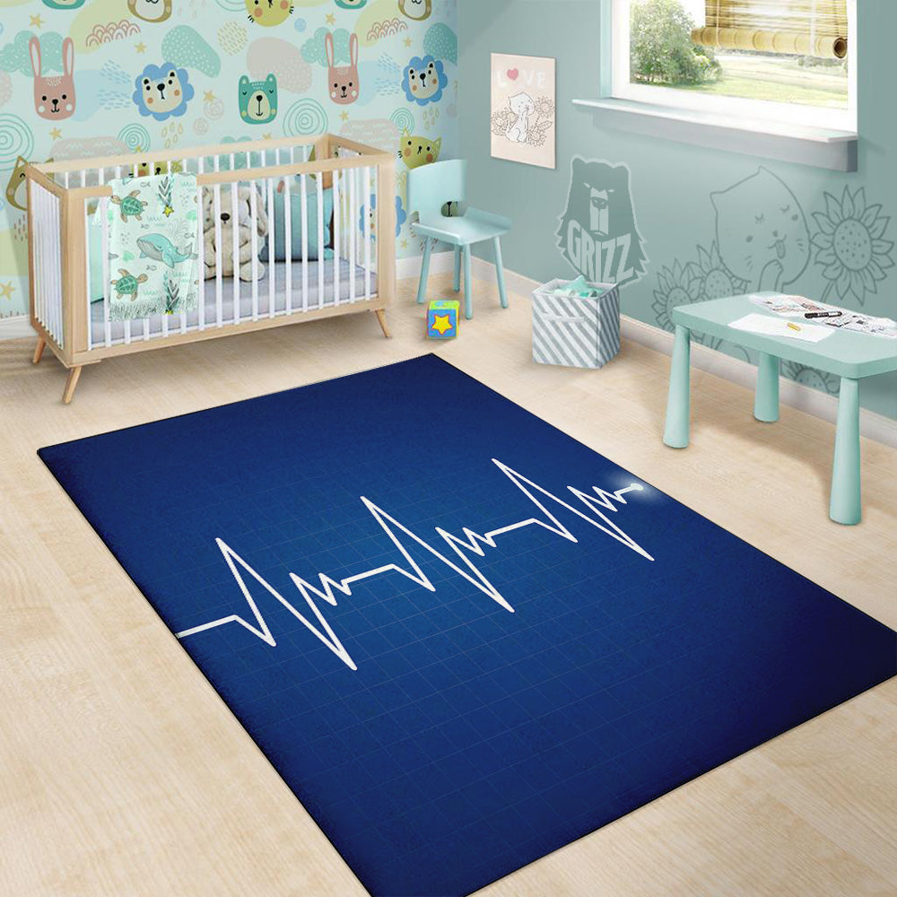 Heartbeat Blue Print Floor Mat-grizzshop