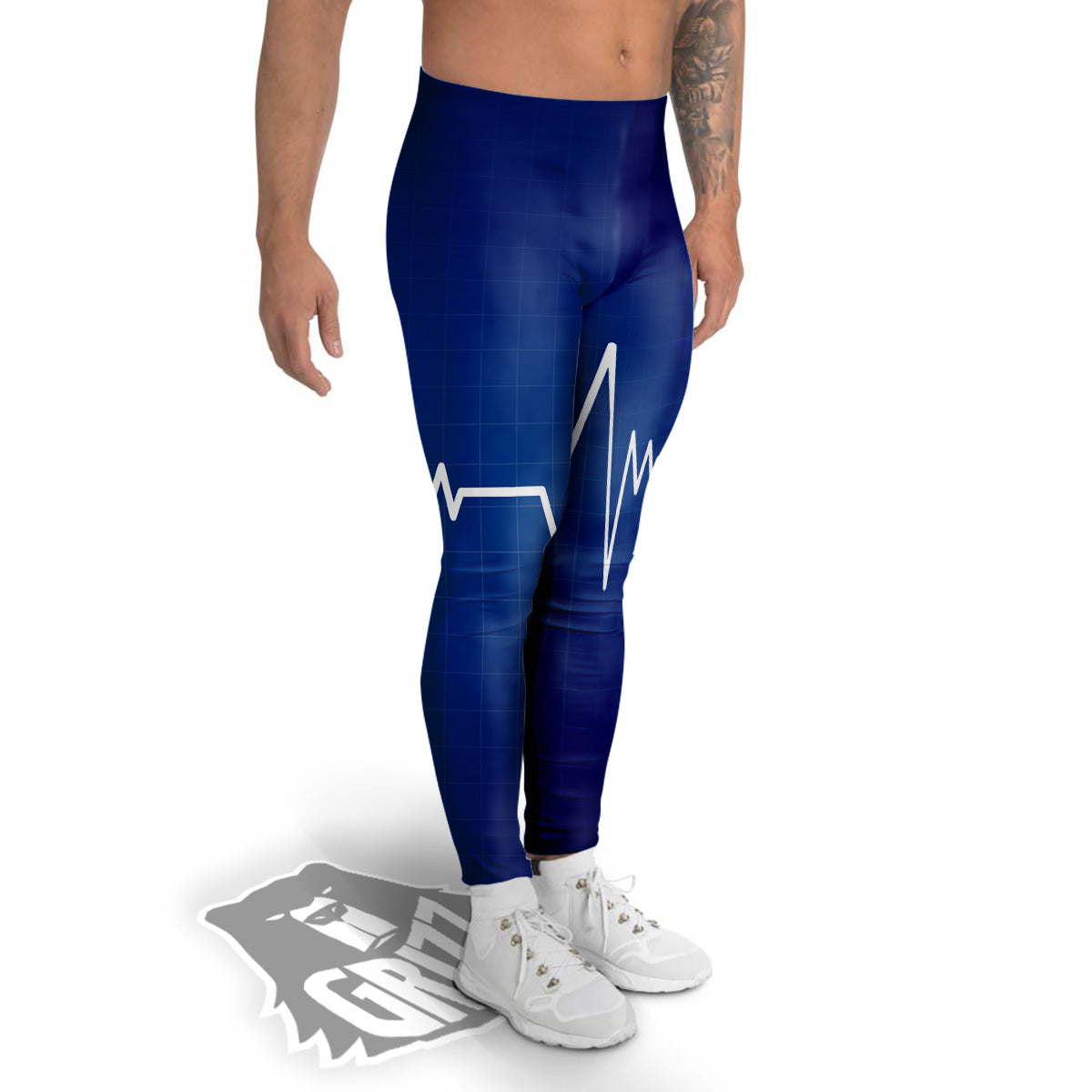 Heartbeat Blue Print Men's Leggings-grizzshop