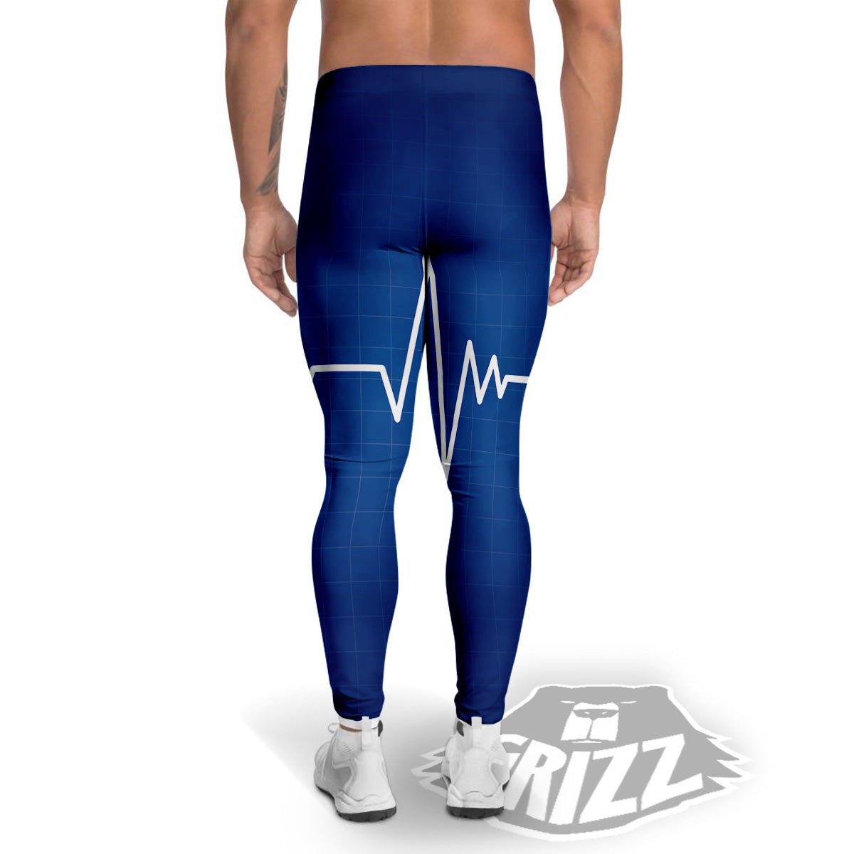 Heartbeat Blue Print Men's Leggings-grizzshop
