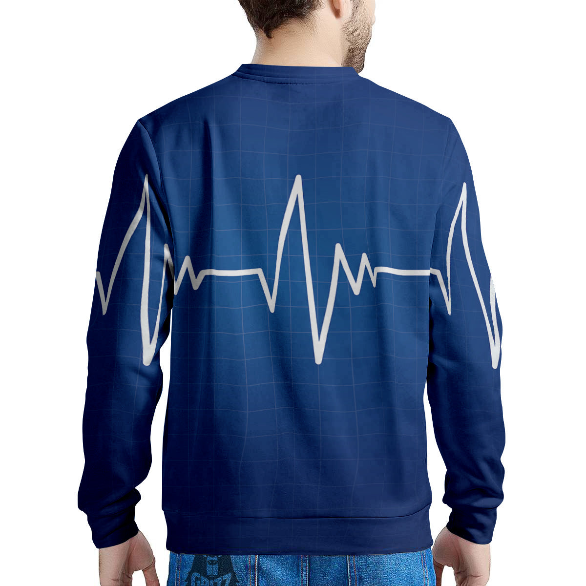 Heartbeat Blue Print Men's Sweatshirt-grizzshop
