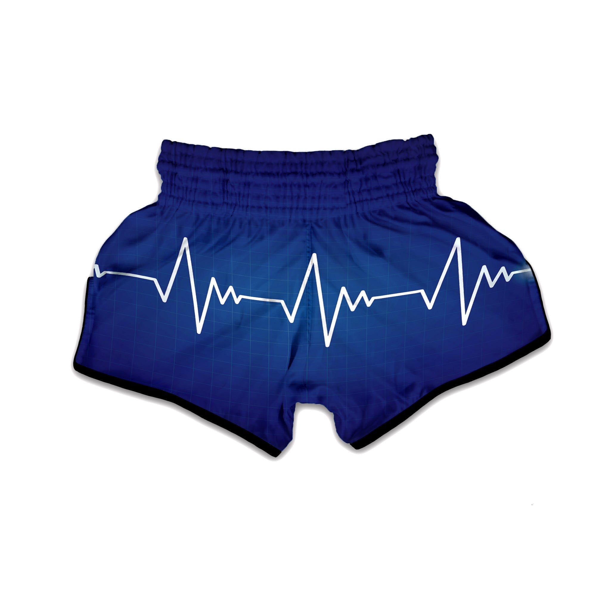 Heartbeat Blue Print Muay Thai Boxing Shorts-grizzshop