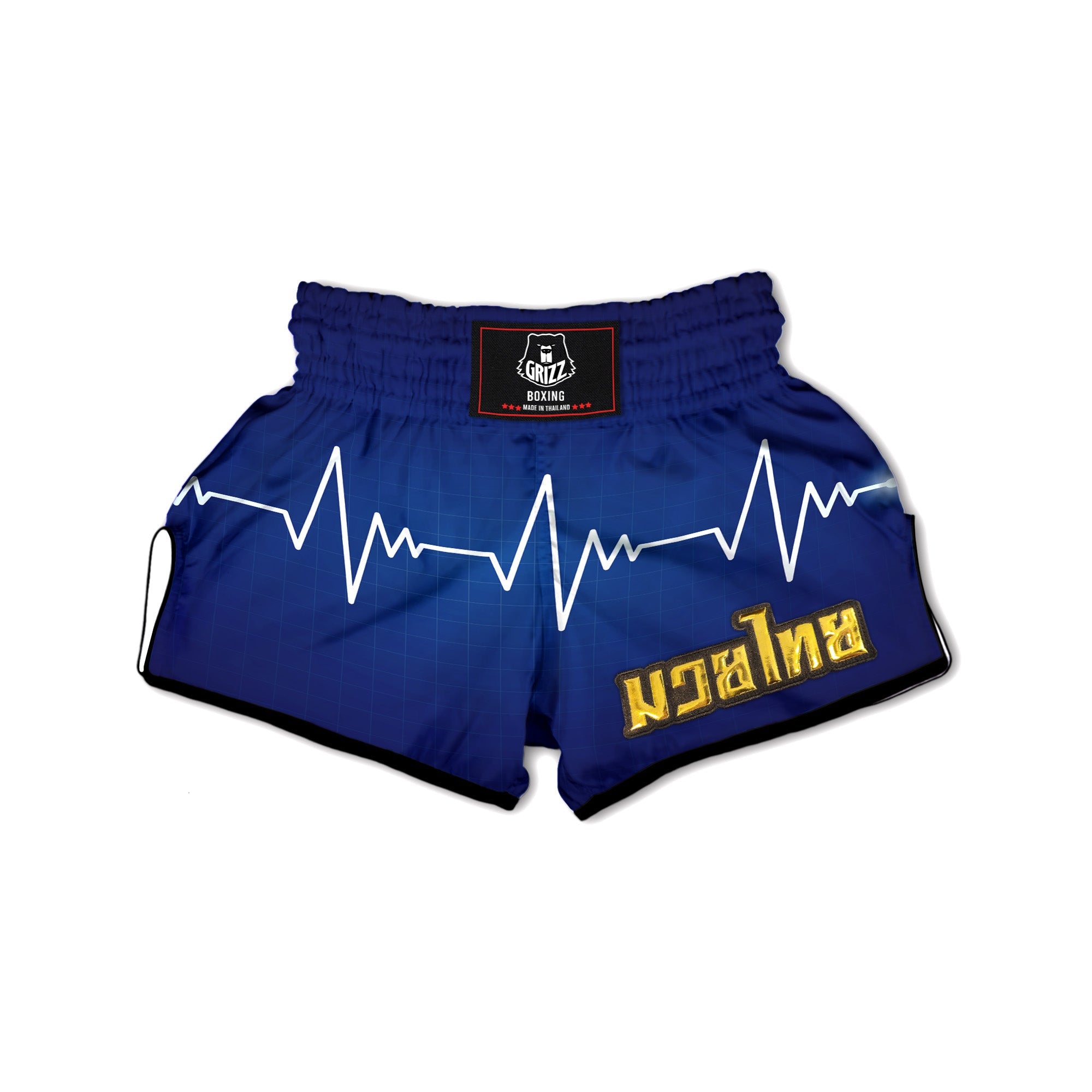 Heartbeat Blue Print Muay Thai Boxing Shorts-grizzshop