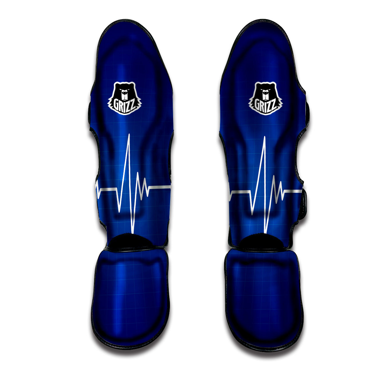 Heartbeat Blue Print Muay Thai Shin Guards-grizzshop