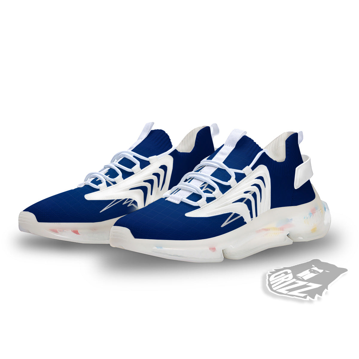 Heartbeat Blue Print White Gym Shoes-grizzshop