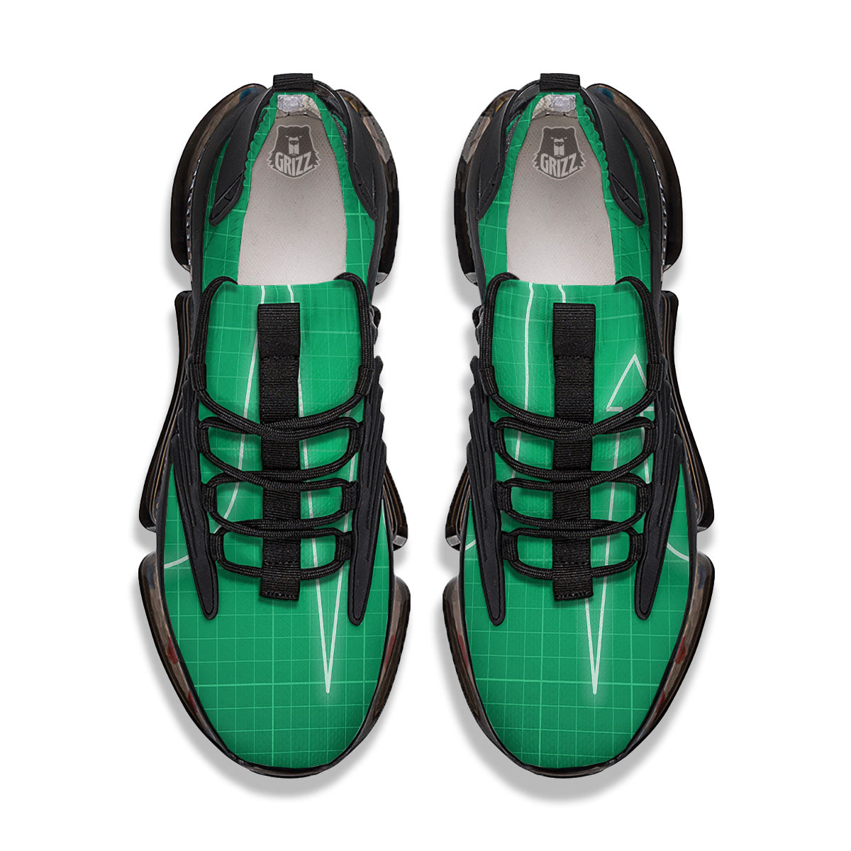 Heartbeat Green Print Black Gym Shoes-grizzshop
