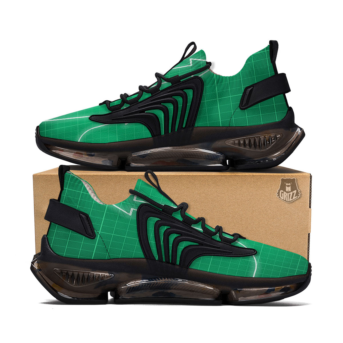 Heartbeat Green Print Black Gym Shoes-grizzshop
