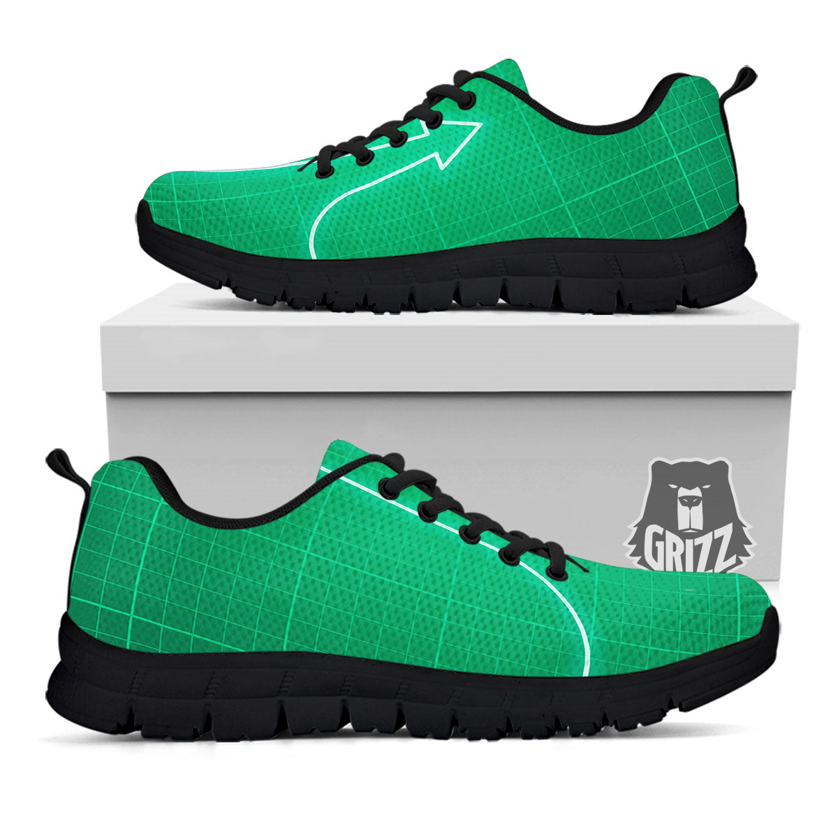 Heartbeat Green Print Black Sneaker-grizzshop