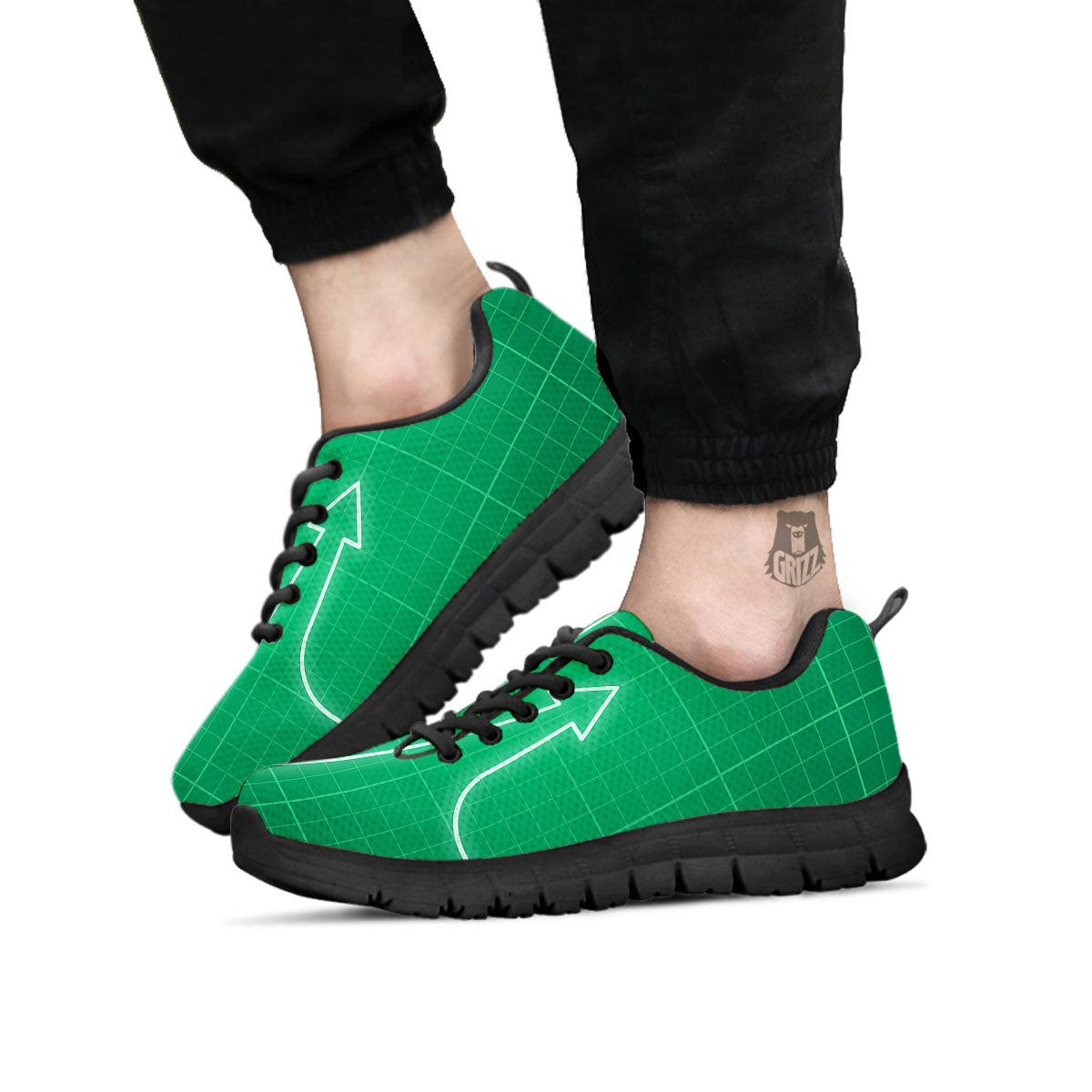 Heartbeat Green Print Black Sneaker-grizzshop