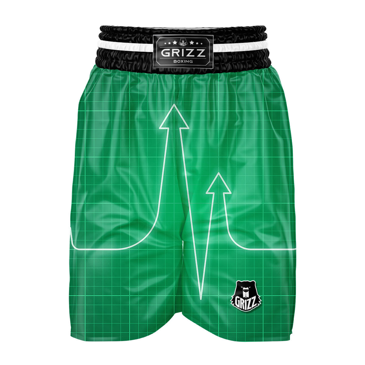 Heartbeat Green Print Boxing Shorts-grizzshop