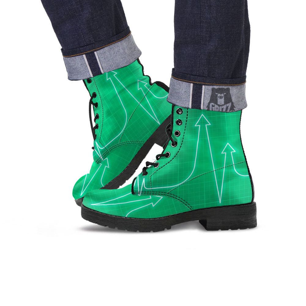 Heartbeat Green Print Leather Boots-grizzshop