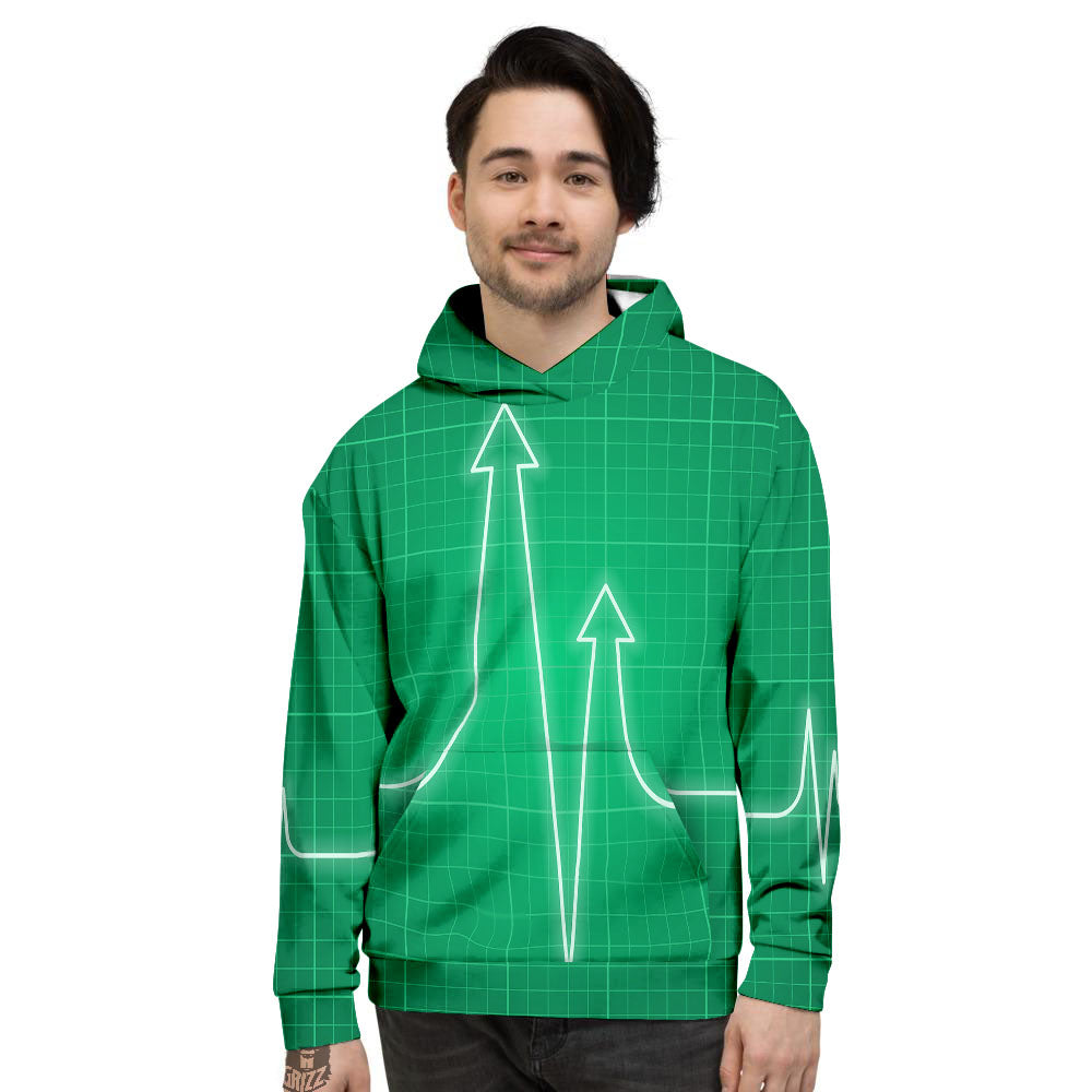 Heartbeat Green Print Men's Hoodie-grizzshop