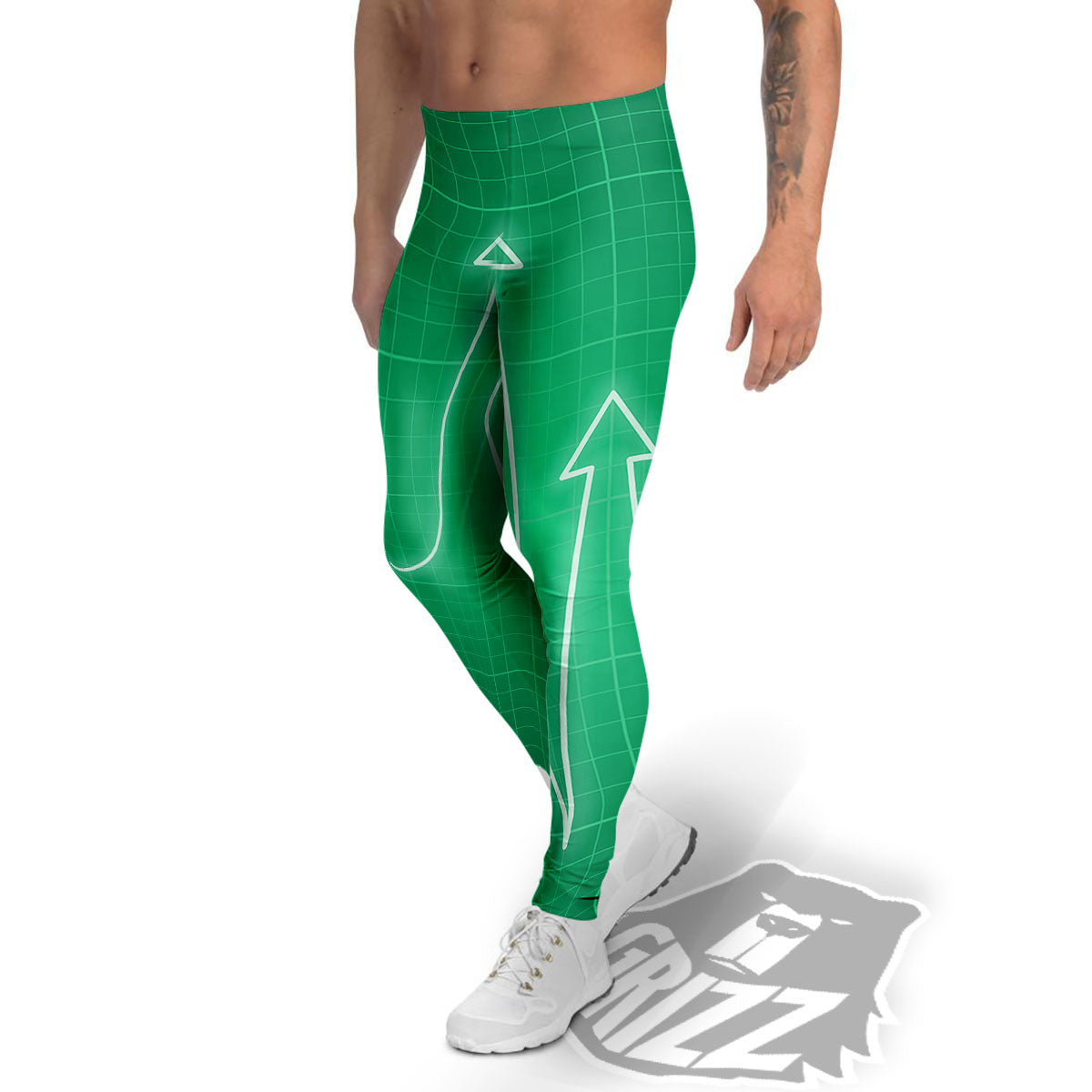 Heartbeat Green Print Men's Leggings-grizzshop
