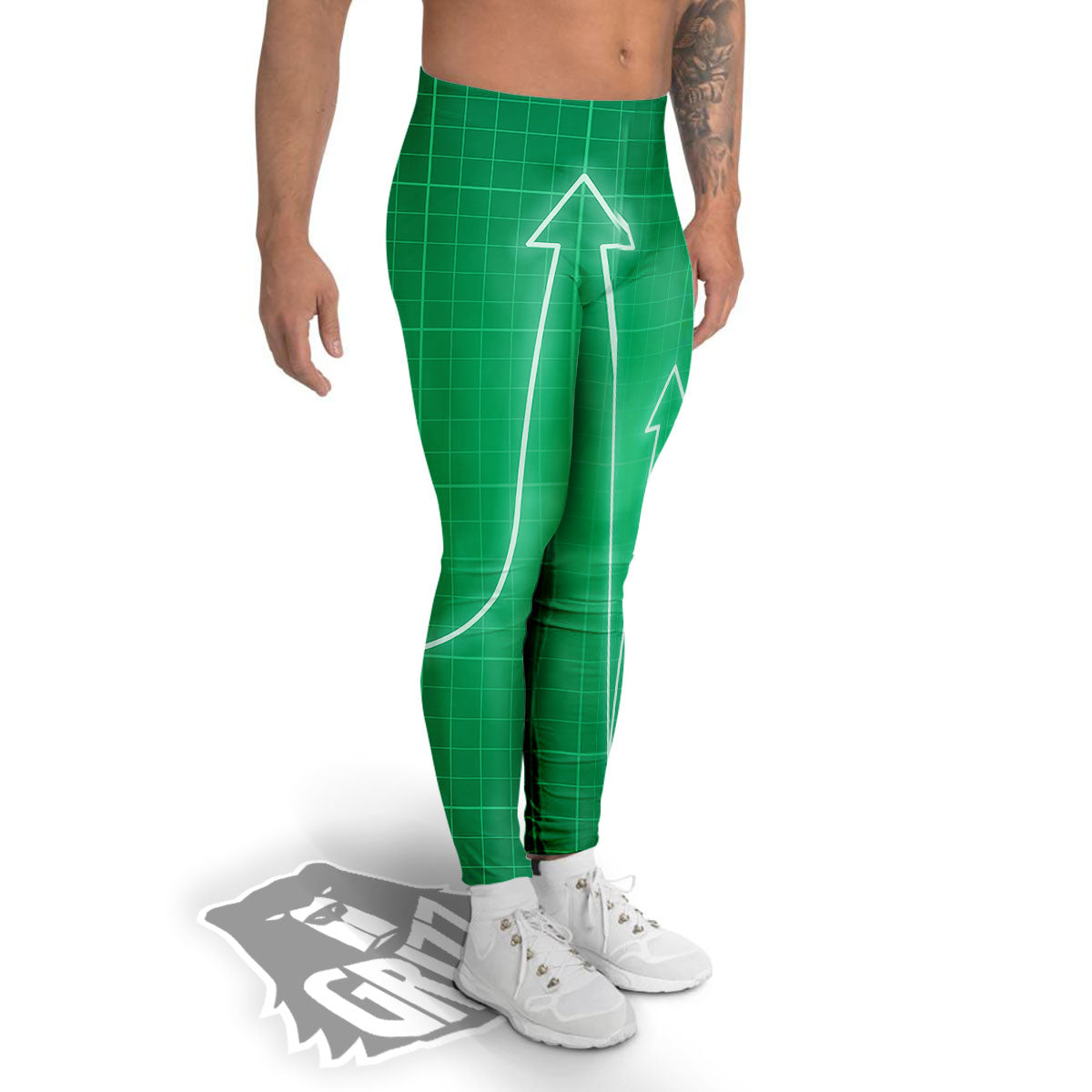 Heartbeat Green Print Men's Leggings-grizzshop