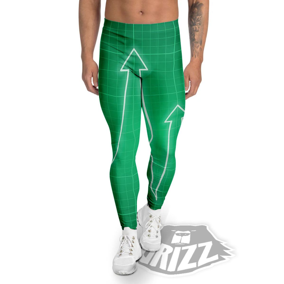 Heartbeat Green Print Men's Leggings-grizzshop