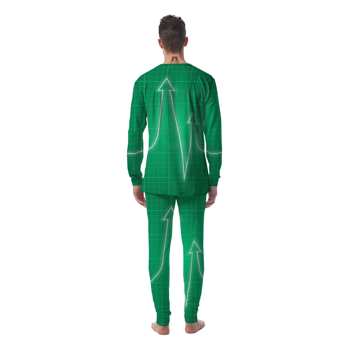Heartbeat Green Print Men's Pajamas-grizzshop