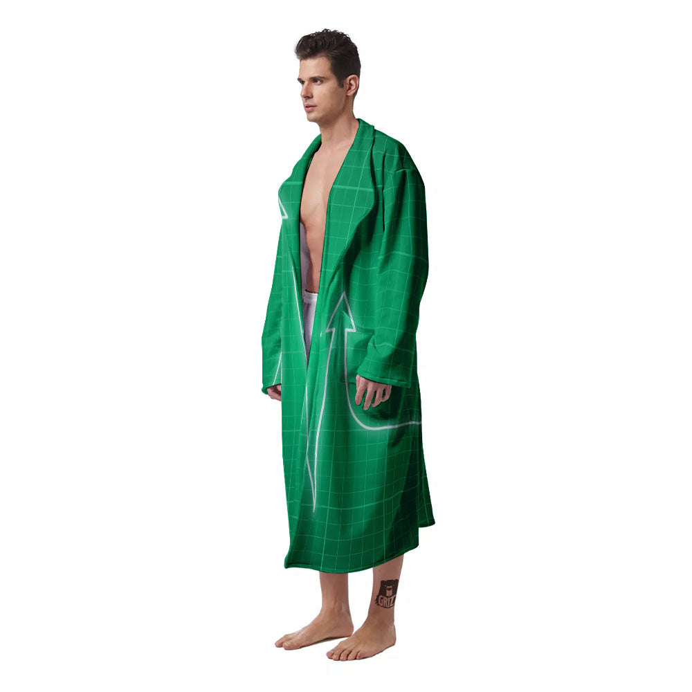 Heartbeat Green Print Men's Robe-grizzshop