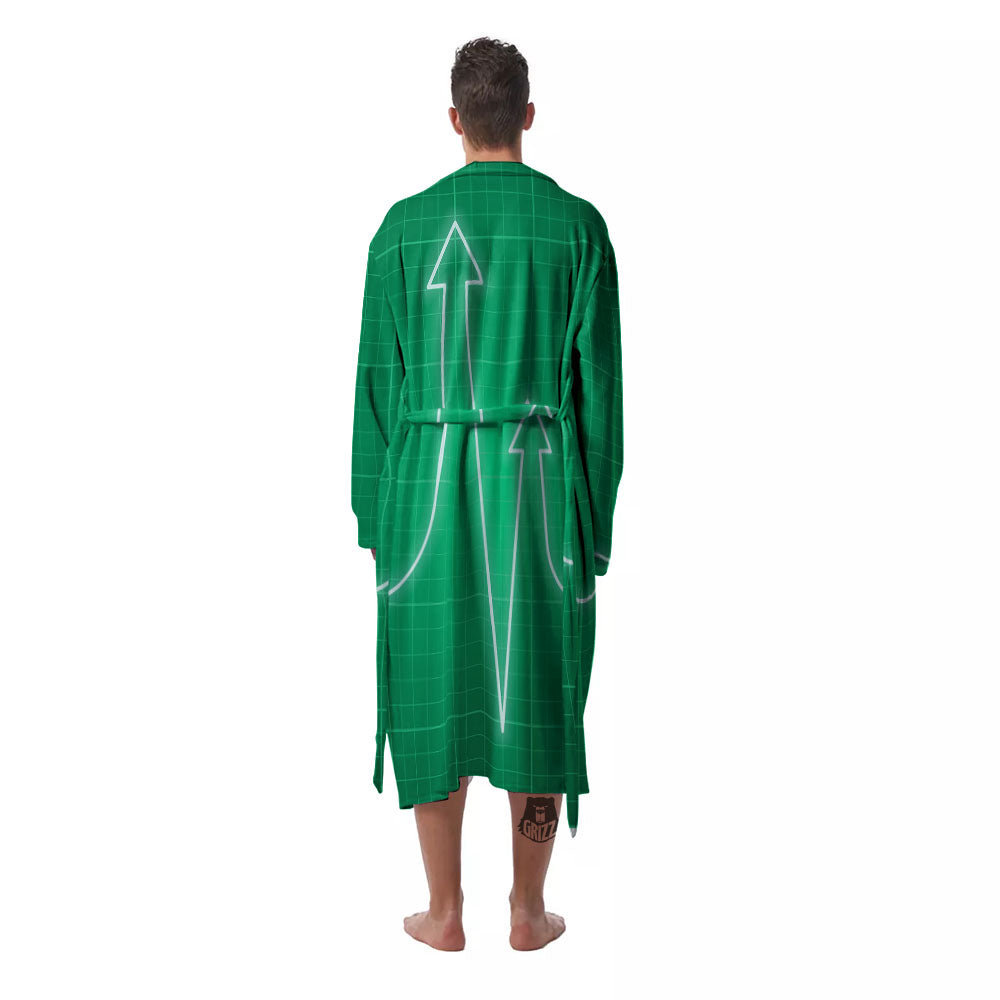 Heartbeat Green Print Men's Robe-grizzshop