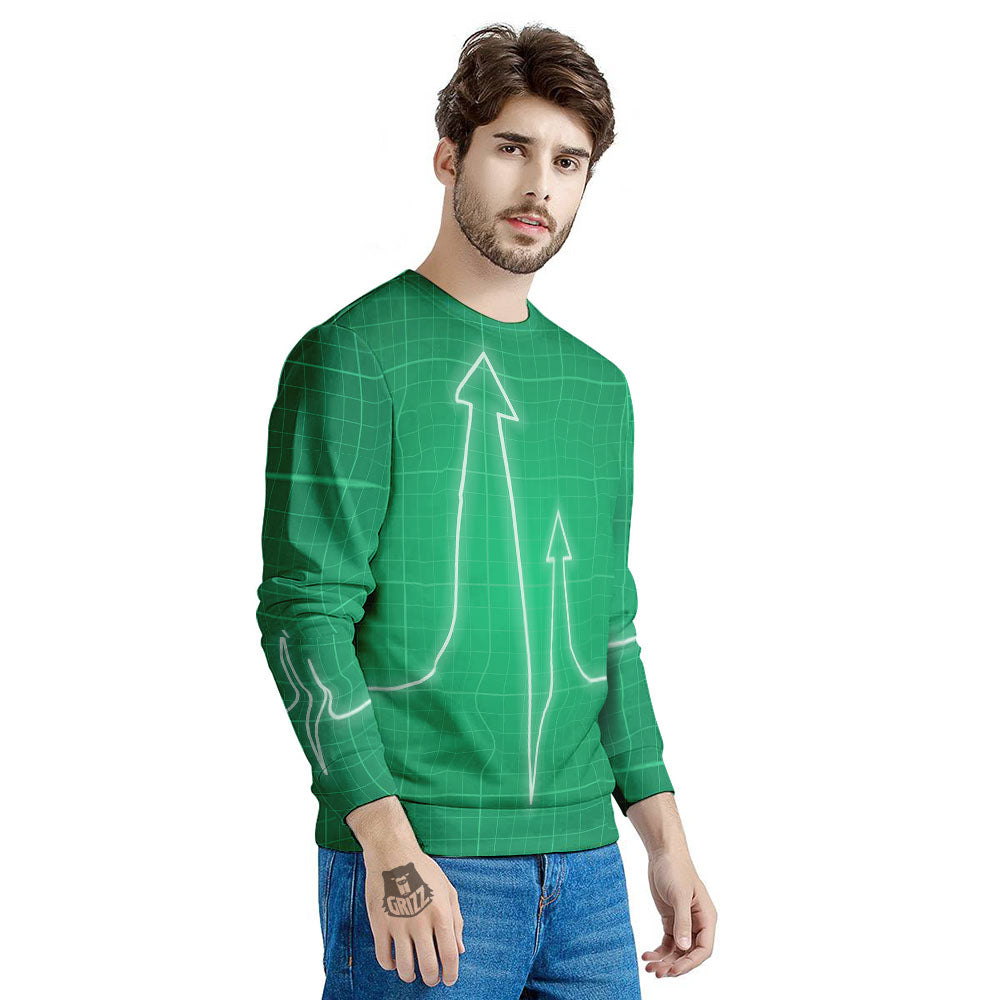 Heartbeat Green Print Men's Sweatshirt-grizzshop