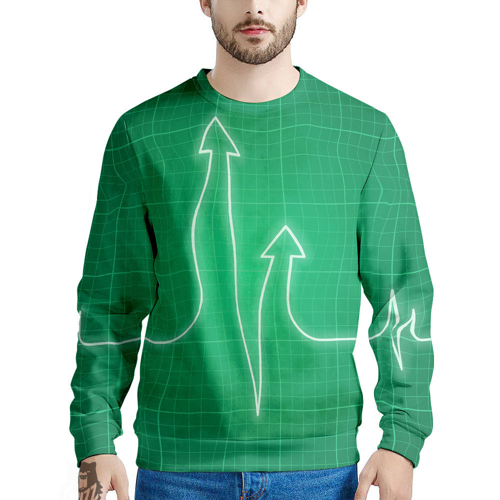Heartbeat Green Print Men's Sweatshirt-grizzshop