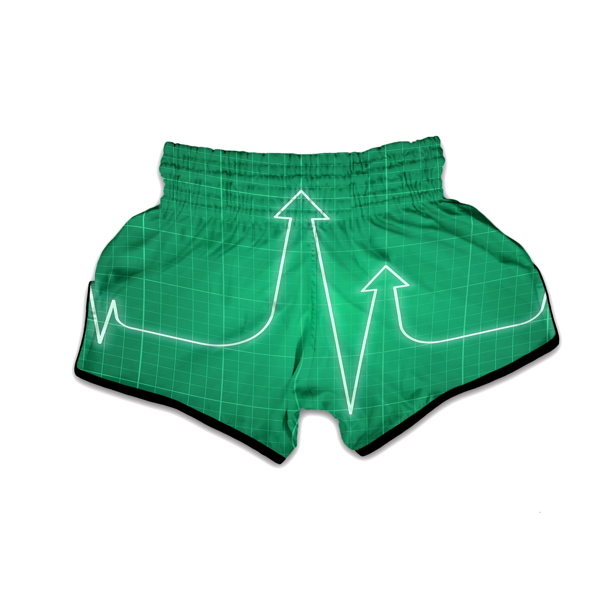 Heartbeat Green Print Muay Thai Boxing Shorts-grizzshop