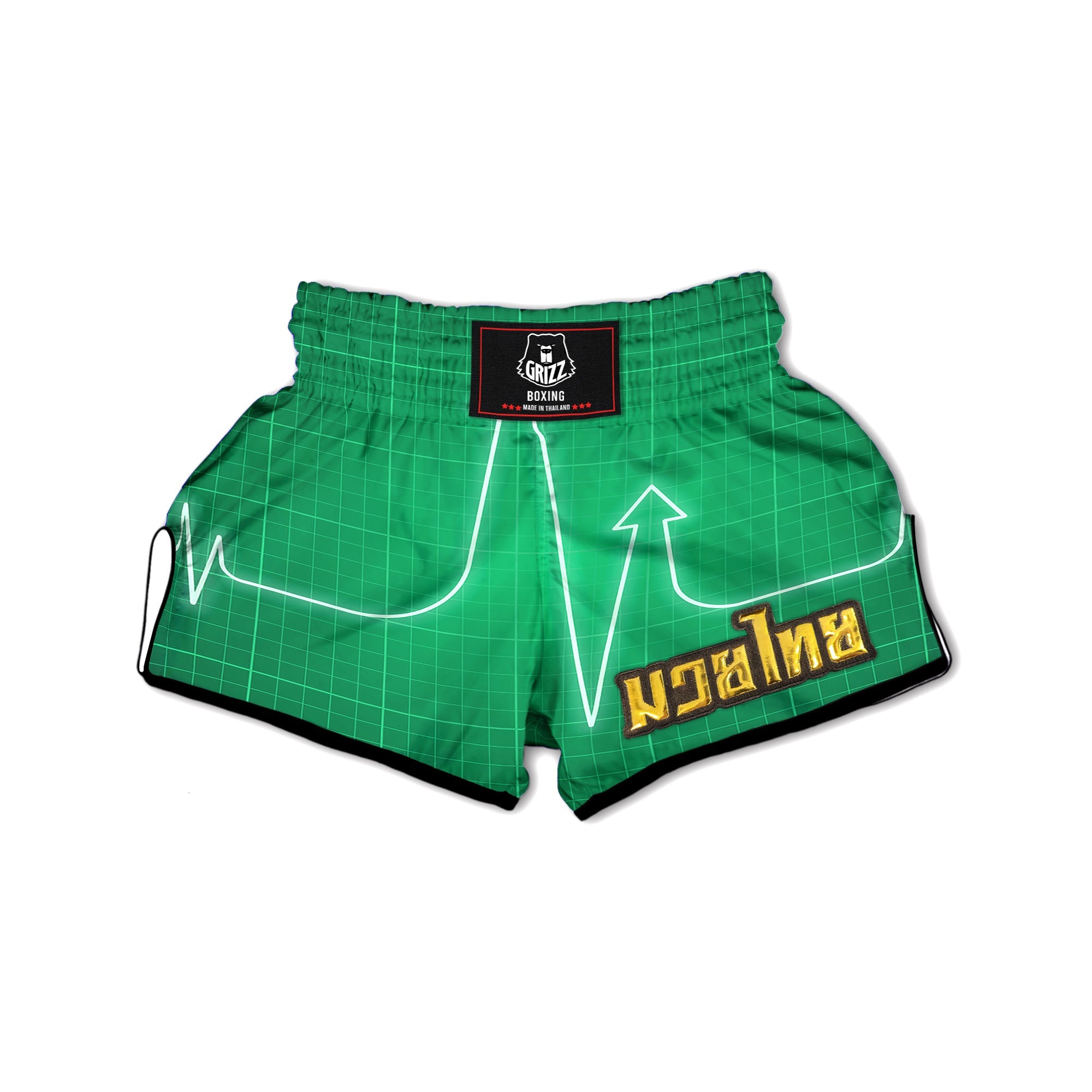 Heartbeat Green Print Muay Thai Boxing Shorts-grizzshop