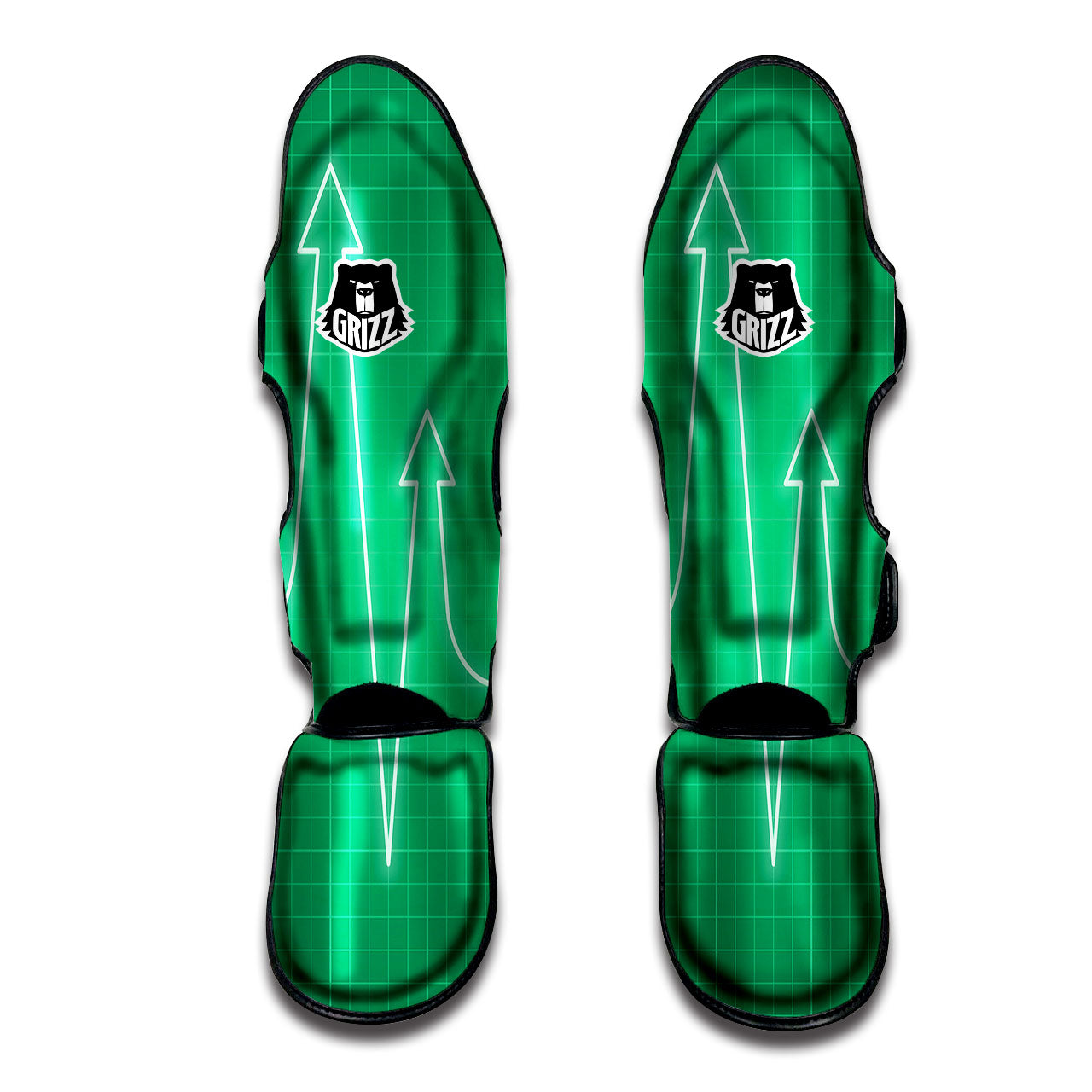 Heartbeat Green Print Muay Thai Shin Guards-grizzshop