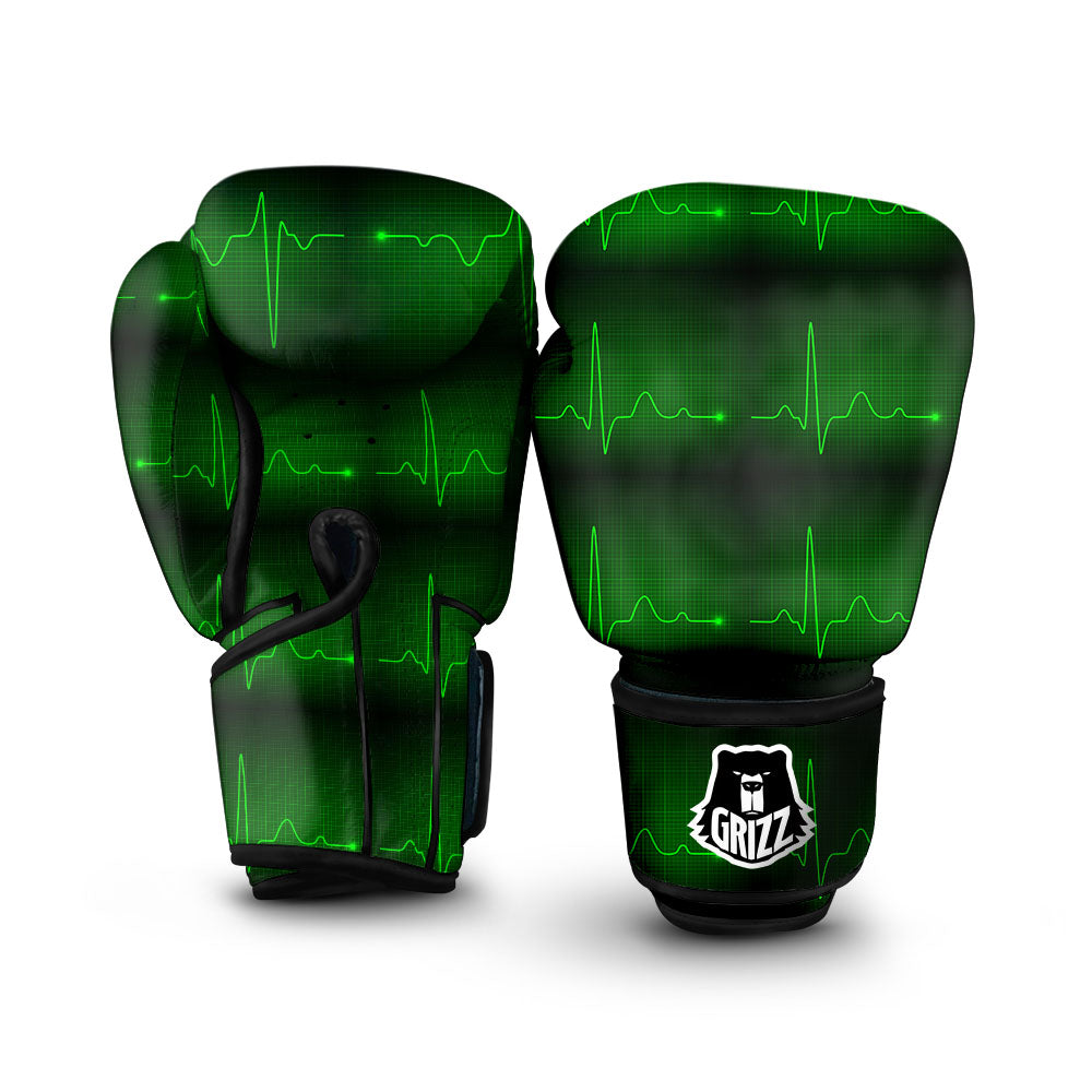 Heartbeat Green Print Pattern Boxing Gloves-grizzshop
