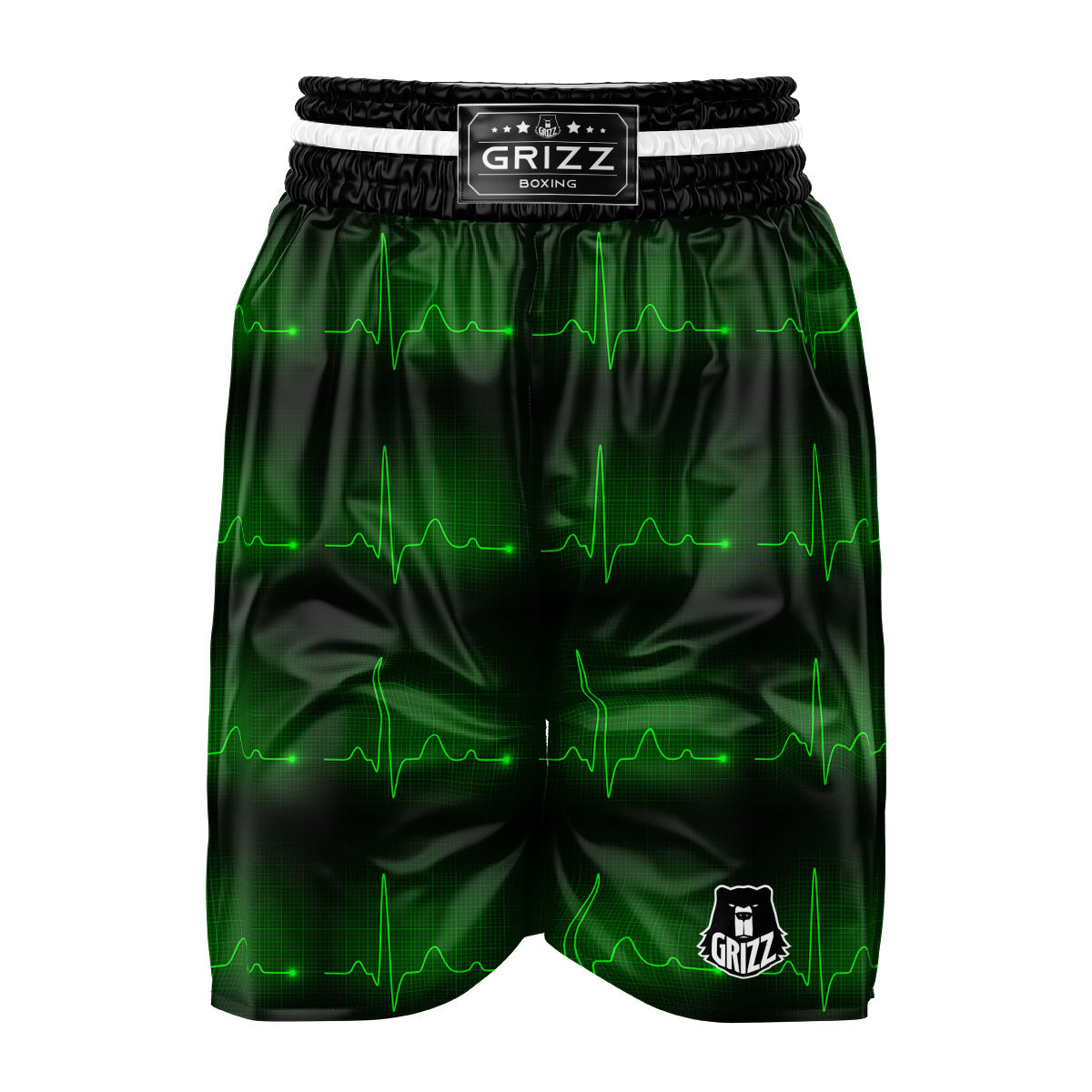 Heartbeat Green Print Pattern Boxing Shorts-grizzshop