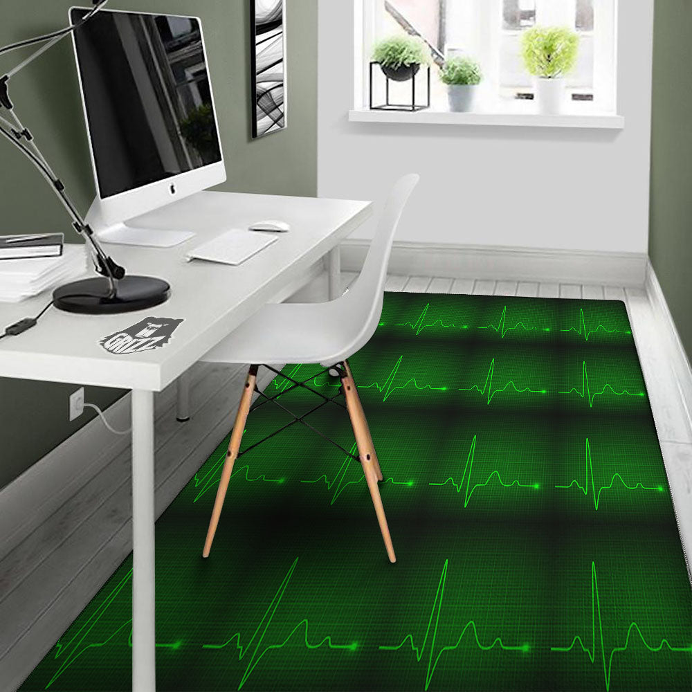 Heartbeat Green Print Pattern Floor Mat-grizzshop