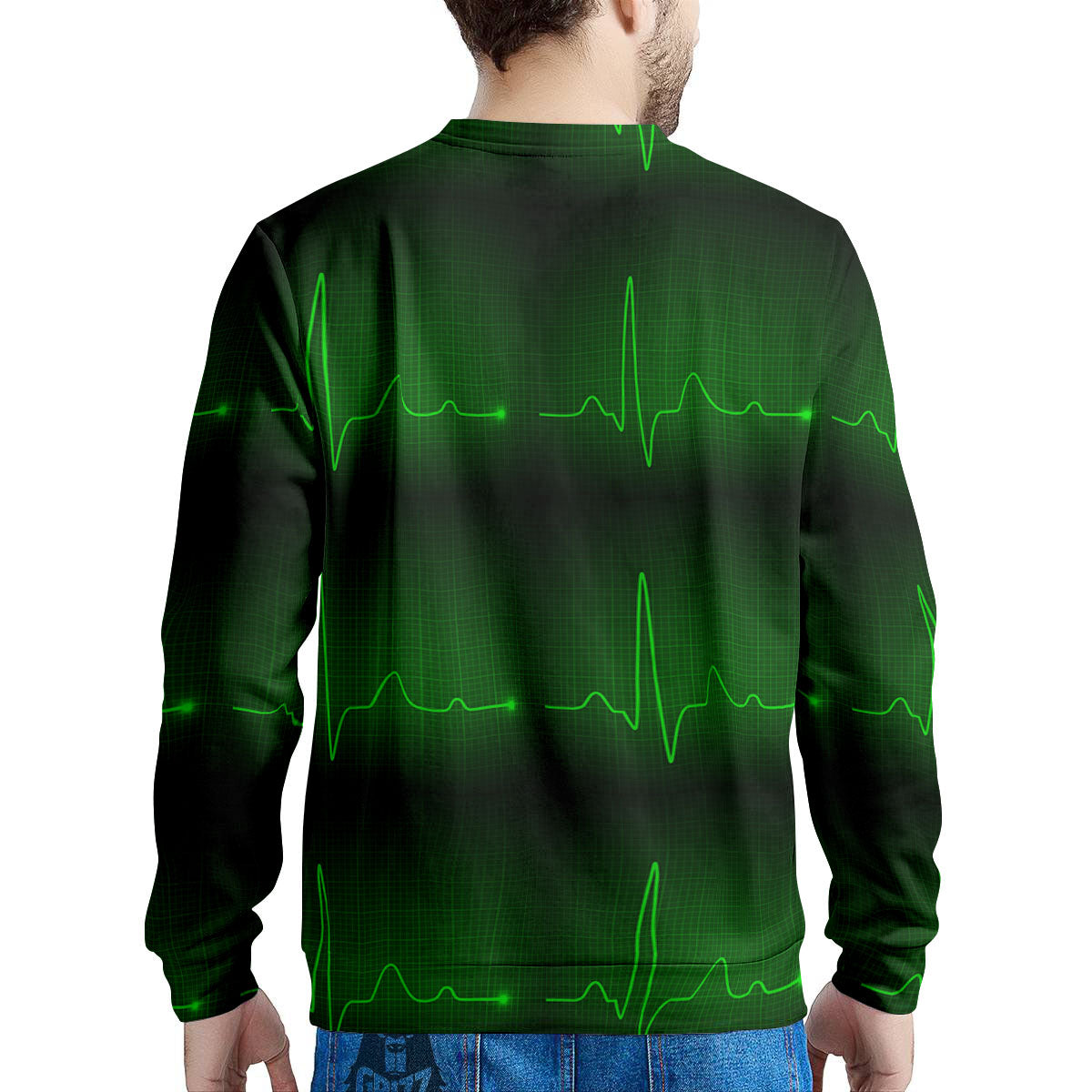 Heartbeat Green Print Pattern Men's Sweatshirt-grizzshop