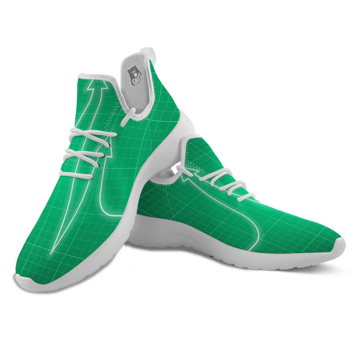 Heartbeat Green Print White Athletic Shoes-grizzshop