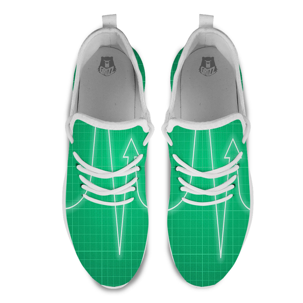 Heartbeat Green Print White Athletic Shoes-grizzshop