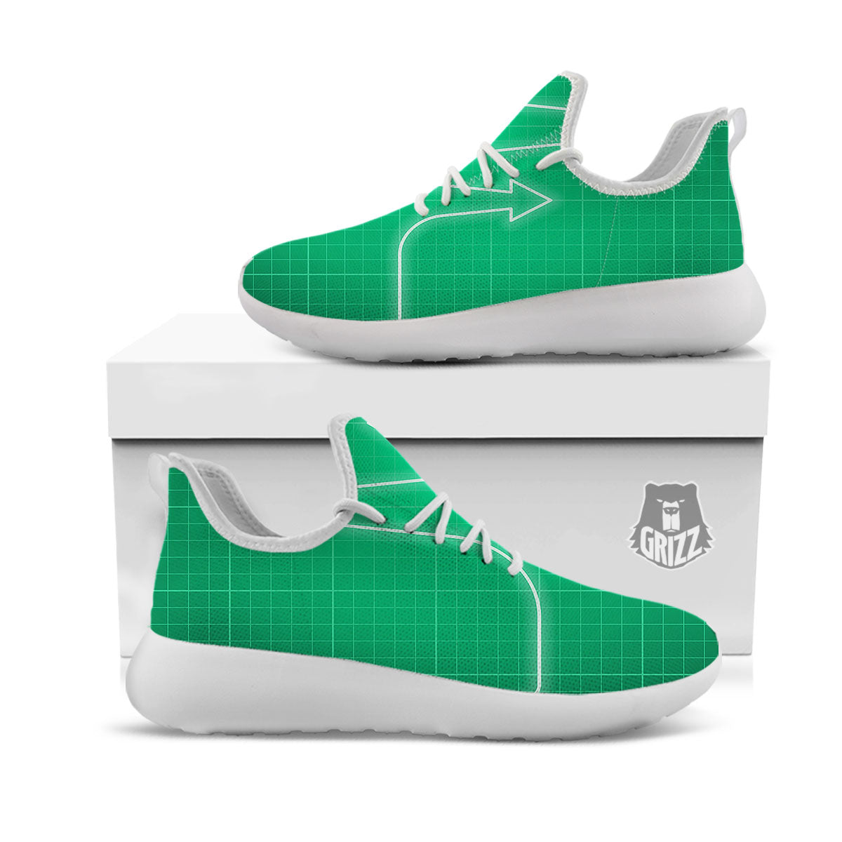 Heartbeat Green Print White Athletic Shoes-grizzshop
