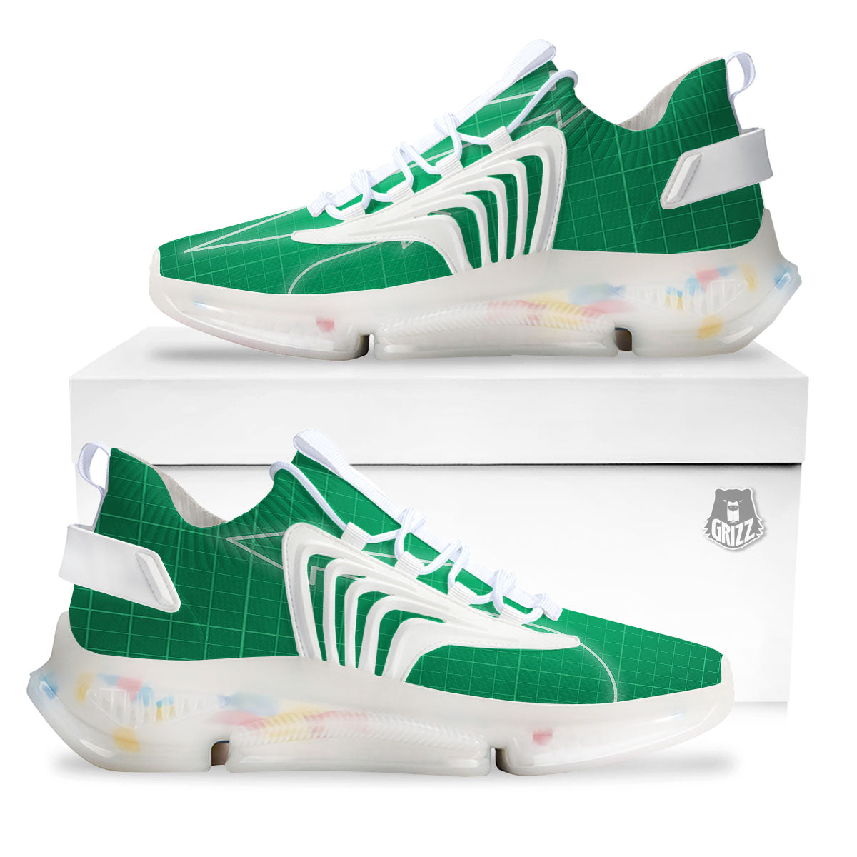 Heartbeat Green Print White Gym Shoes-grizzshop