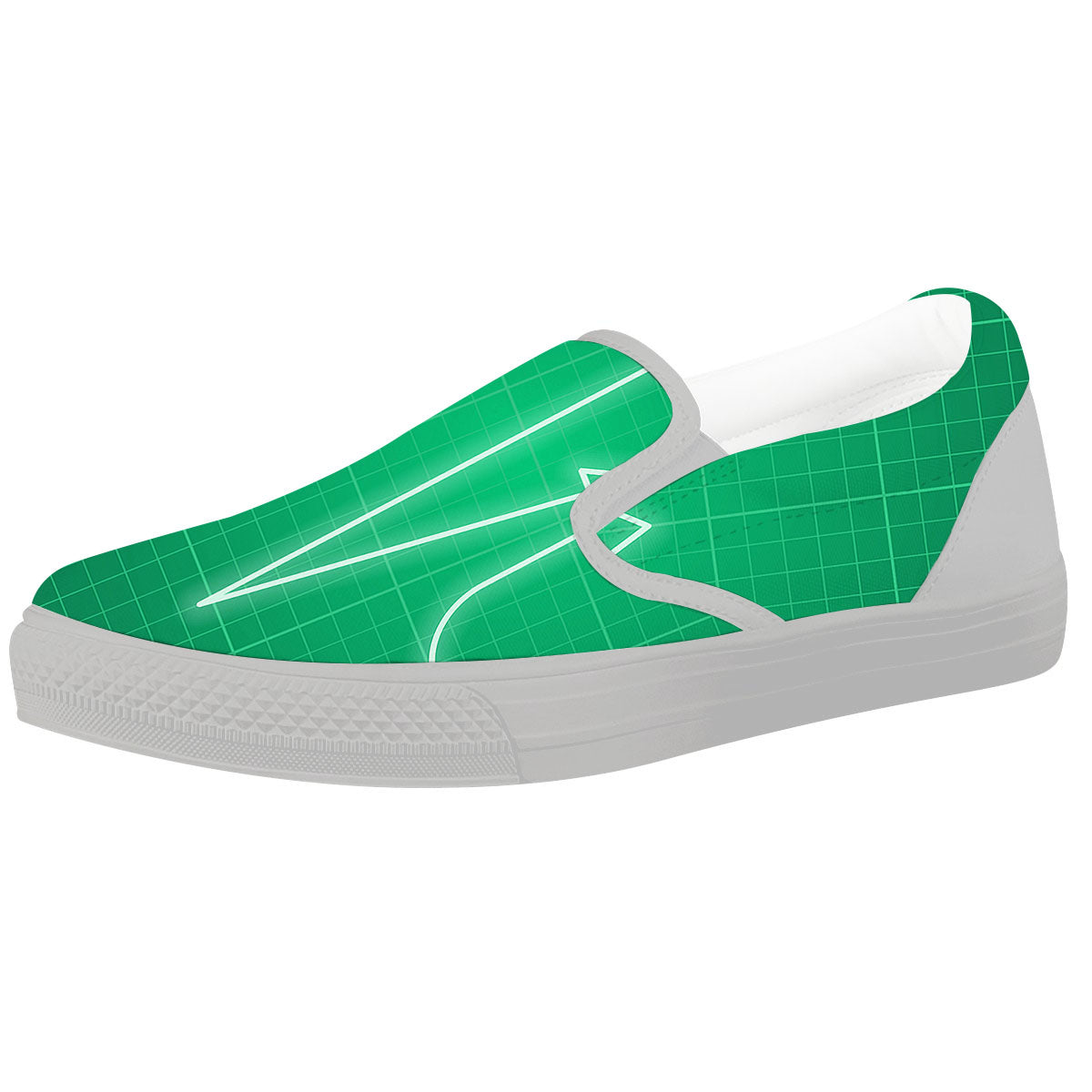Heartbeat Green Print White Slip On Shoes-grizzshop