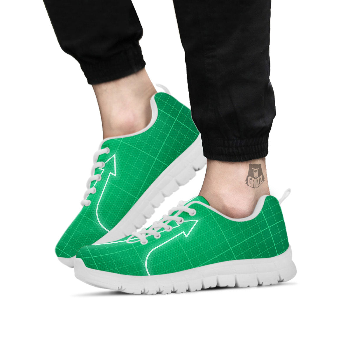 Heartbeat Green Print White Sneaker-grizzshop