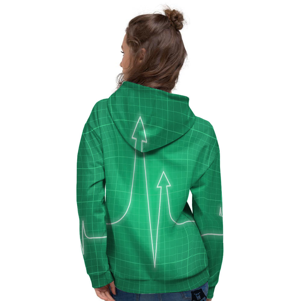 Heartbeat Green Print Women's Hoodie-grizzshop