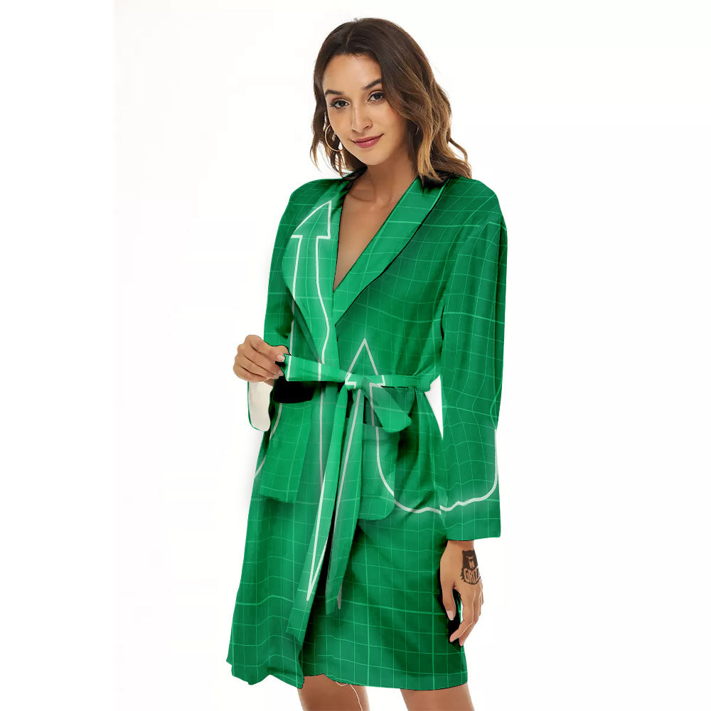Heartbeat Green Print Women's Robe-grizzshop
