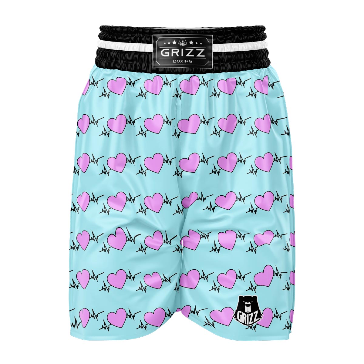 Heartbeat Pink Print Pattern Boxing Shorts-grizzshop