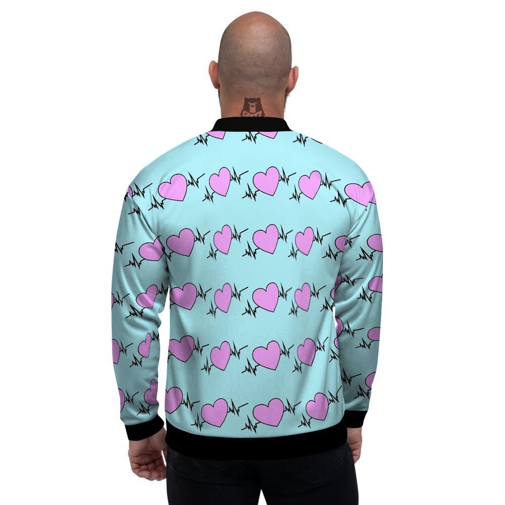 Heartbeat Pink Print Pattern Men's Bomber Jacket-grizzshop