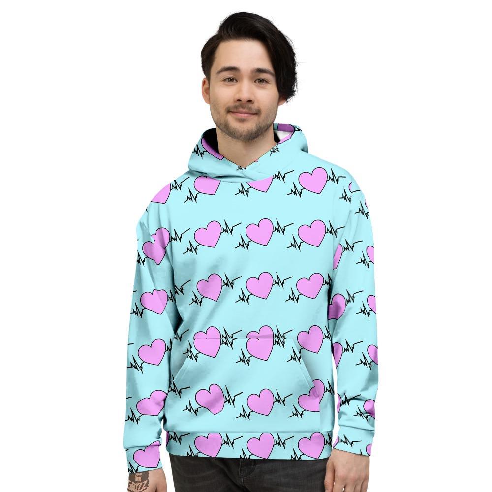 Heartbeat Pink Print Pattern Men's Hoodie-grizzshop