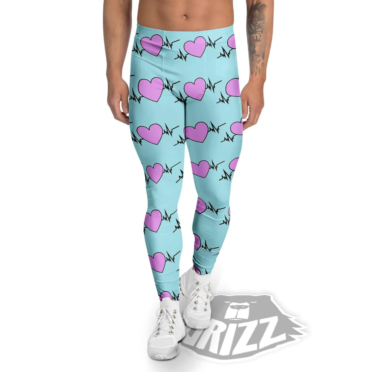 Heartbeat Pink Print Pattern Men's Leggings-grizzshop